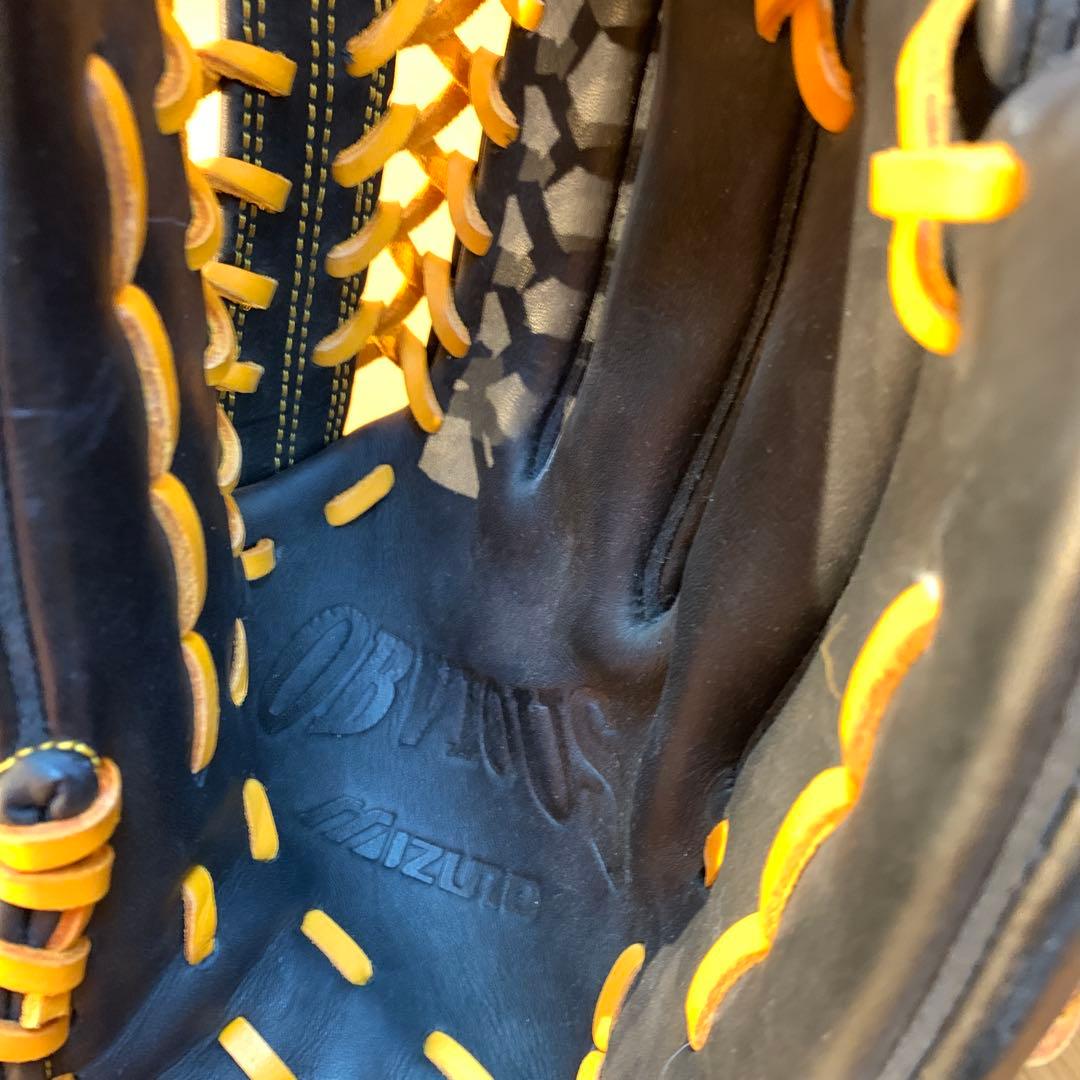 【美品‼️】Mizuno 硬式グローブ ブラック/オレンジ