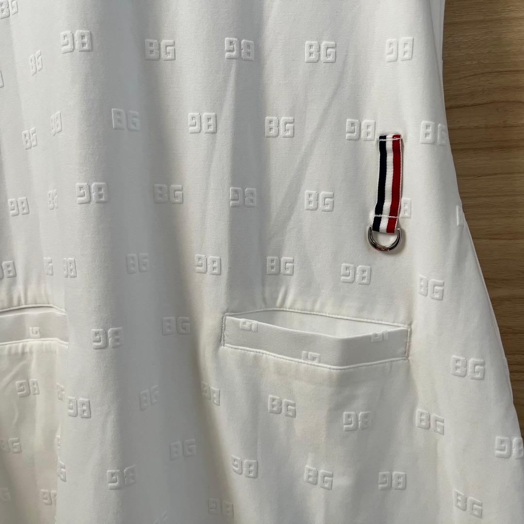 新品★38,500円 BRIEFINGゴルフポロワンピース BGロゴ総柄 白L