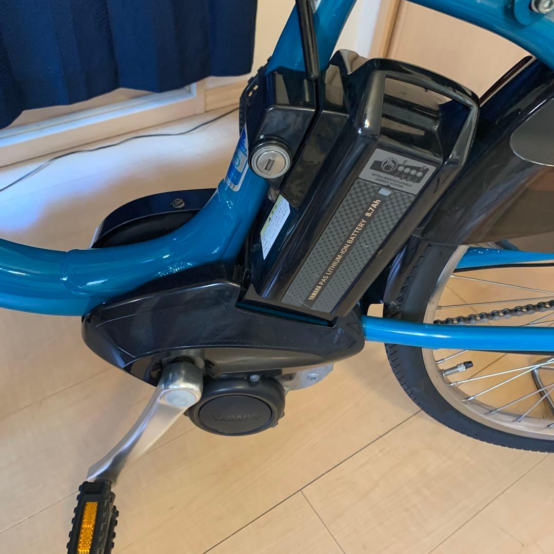 青色 電動アシスト自転車 シティタイプ
