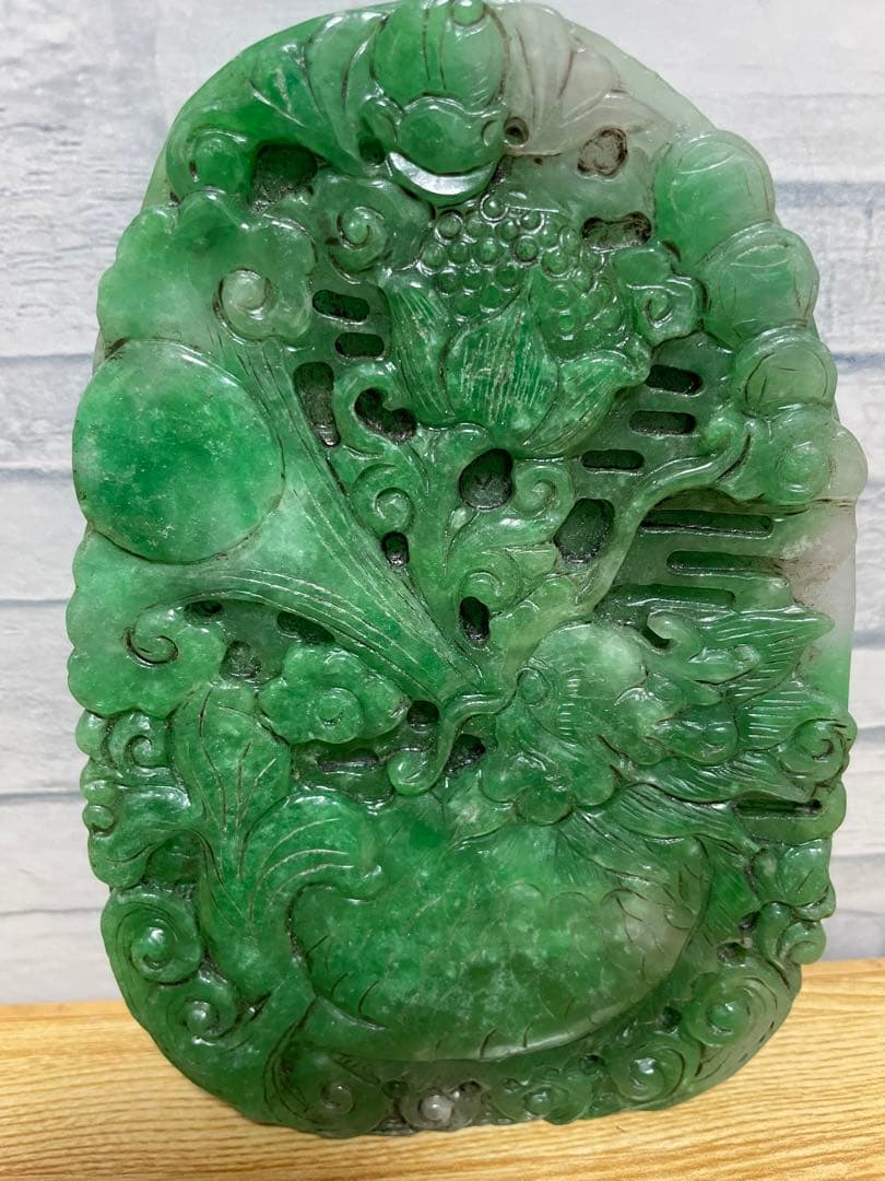 中国天然特大翡翠摆件 本物保証 清代 民国 古董品 美術品