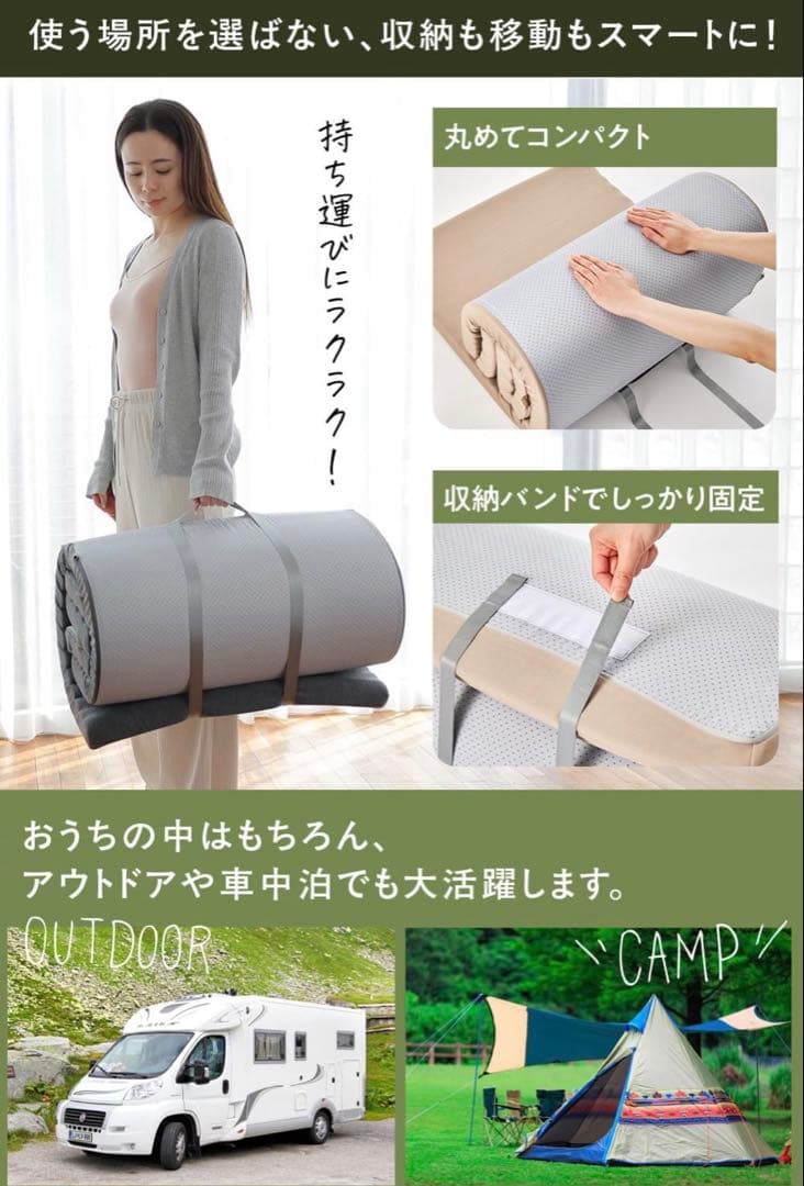 ハグミン ごろ寝マット 折りたたみ マットレス 60×195cm×厚さ5cm