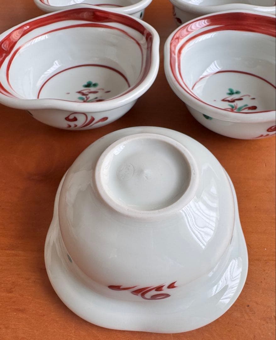 〈未使用箱付〉廣永窯 赤絵小鉢5客セット 陶器 川喜田半泥子