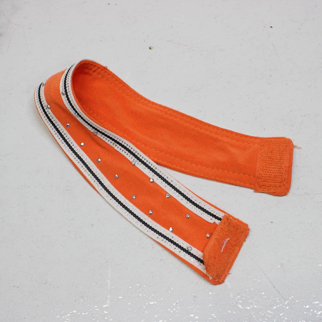 【美品 社交ダンス衣装】上下セット トップス スカート オレンジ 白 黒