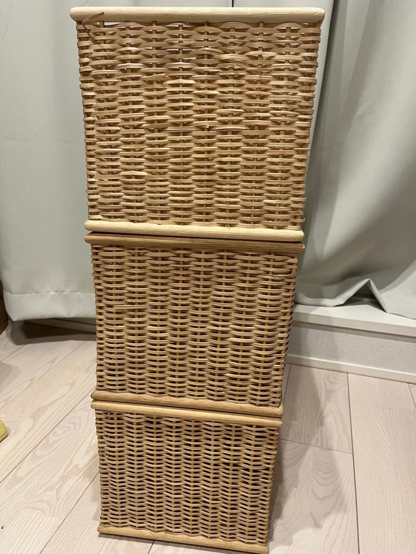 無印良品　重なるブリ材バスケット ３個セット
