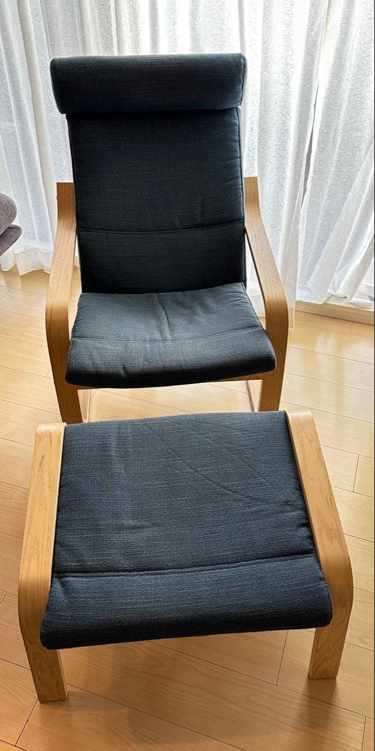 【美品】IKEA ポエング POÄNG チェア・オットマン セット ヒッラレド