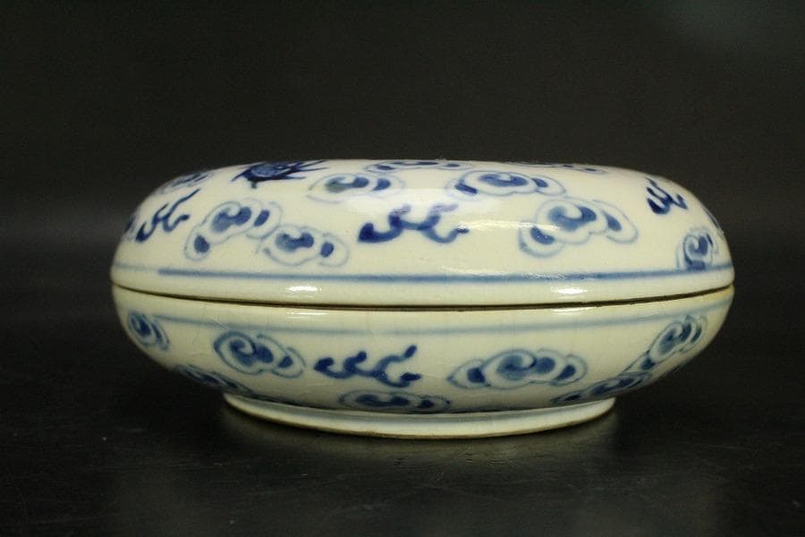 中国美術 染付 雲龍紋 蓋物 茶道具伝来(ZE799)