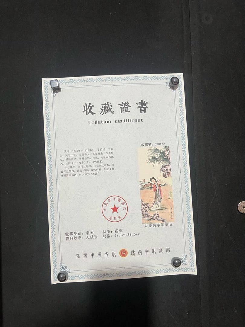 改琦 疏枝仕女 中国画 掛け軸 水墨画 和室 玄関 茶室 壁掛け 美術品