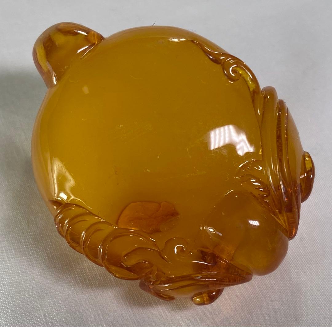 天然琥珀　茶壺 彫刻　珍しい　極上品