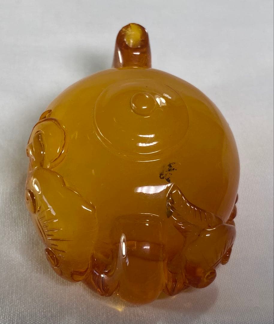 天然琥珀　茶壺 彫刻　珍しい　極上品