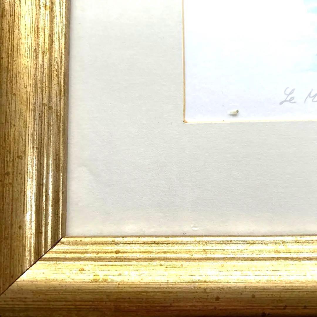 モンサンミシェル　 水彩画作家　B. Stelling 金色フレーム
