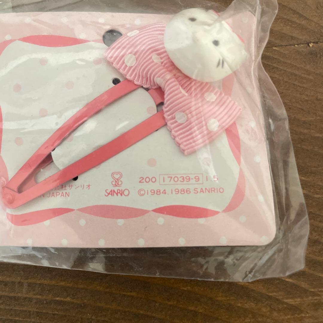 【昭和レトロ】　ハローキティ　ヘアピン　リボン　1986年　希少　ヘアクリップ