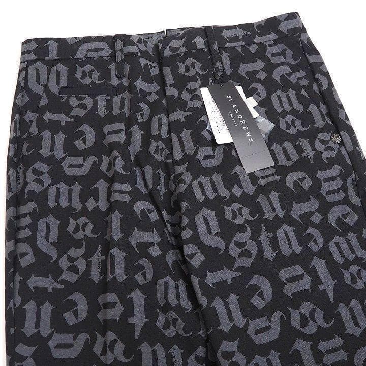 新品 セントアンドリュース イングリッシュ総柄 ストレッチ パンツ 黒 M