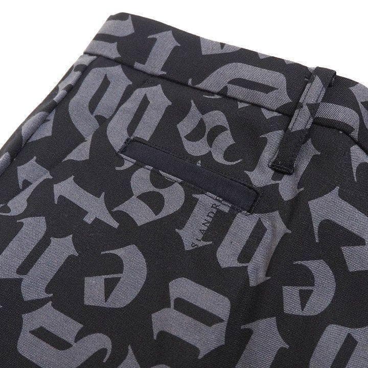 新品 セントアンドリュース イングリッシュ総柄 ストレッチ パンツ 黒 M