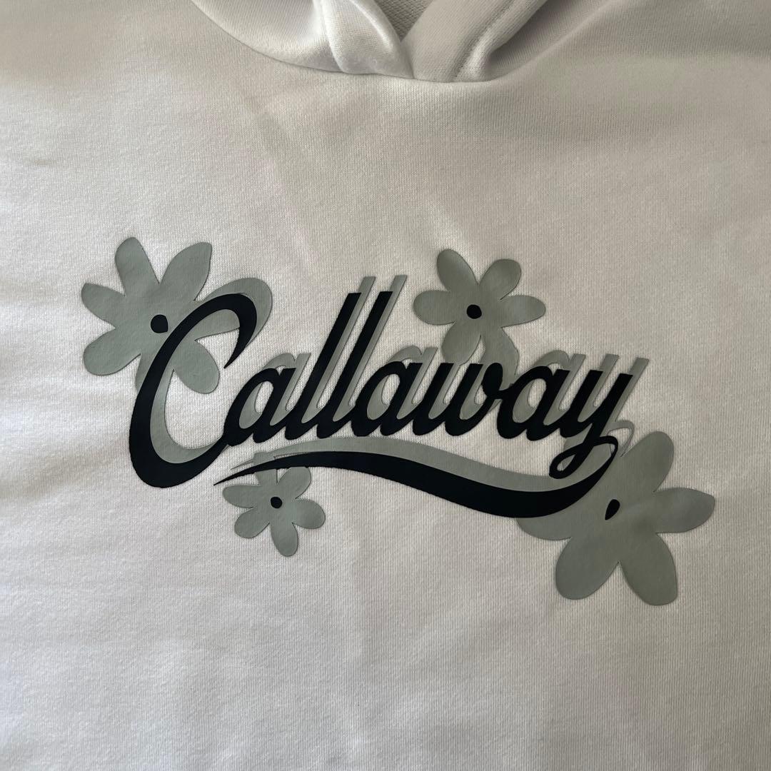 【超美品】Callaway ホワイト フード付きパーカーワンピース Lサイズ