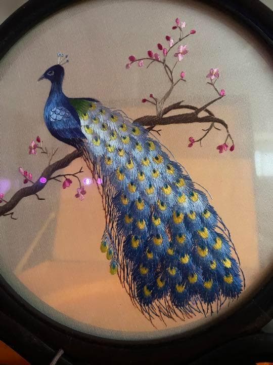 美品中国美術工芸品蘇州手作り両面刺繍孔雀です