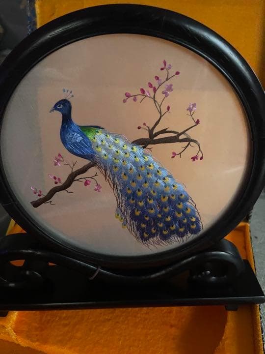 美品中国美術工芸品蘇州手作り両面刺繍孔雀です