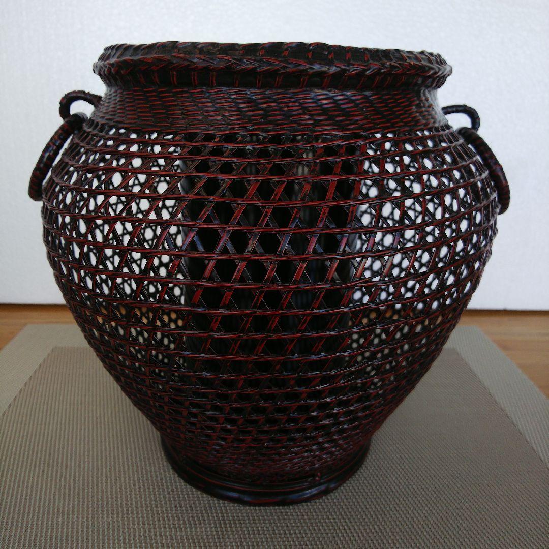 ★ 未使用品 花器耳付スカシ大 ② / 九籃の籃胎漆器 久留米  高さ約23㎝