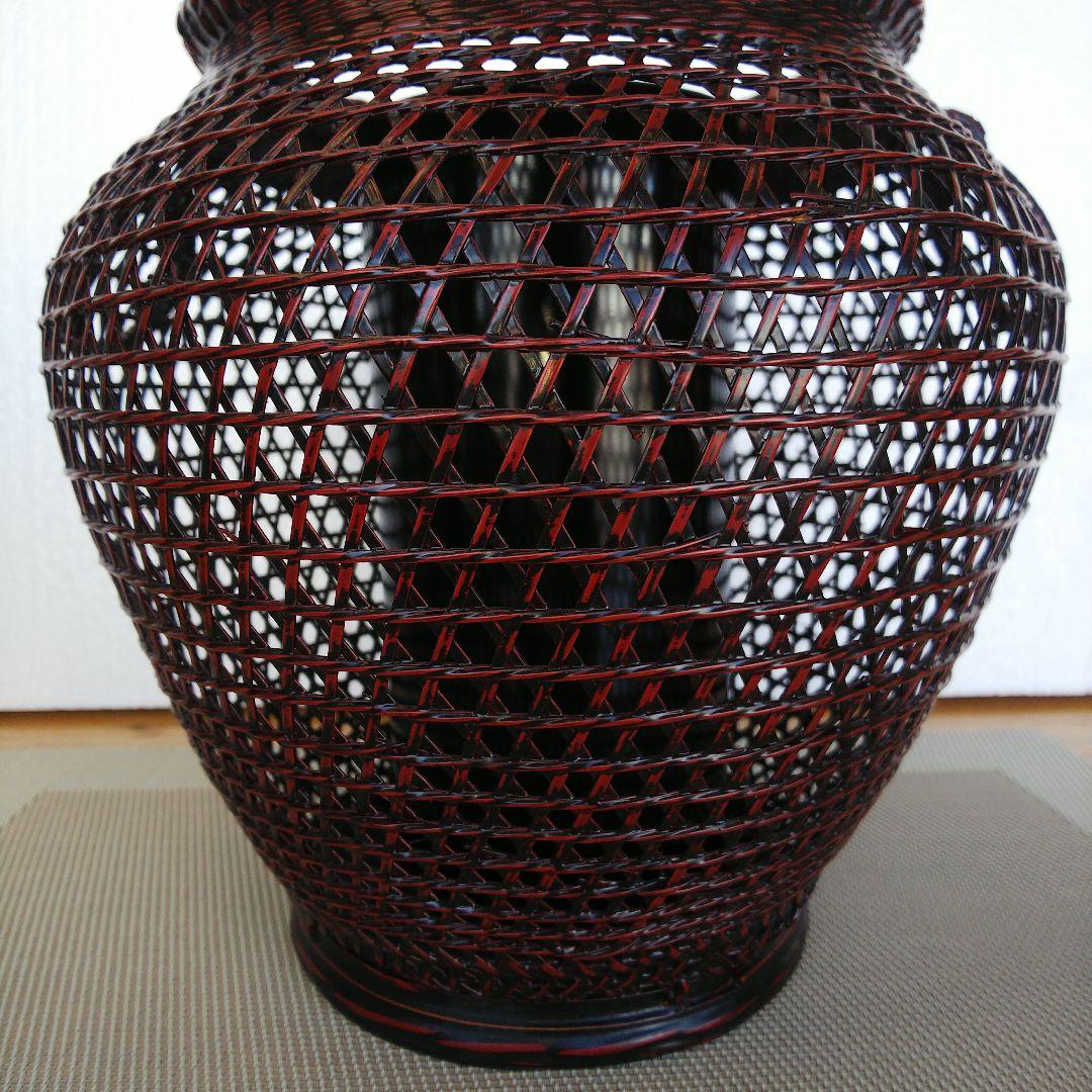 ★ 未使用品 花器耳付スカシ大 ② / 九籃の籃胎漆器 久留米  高さ約23㎝