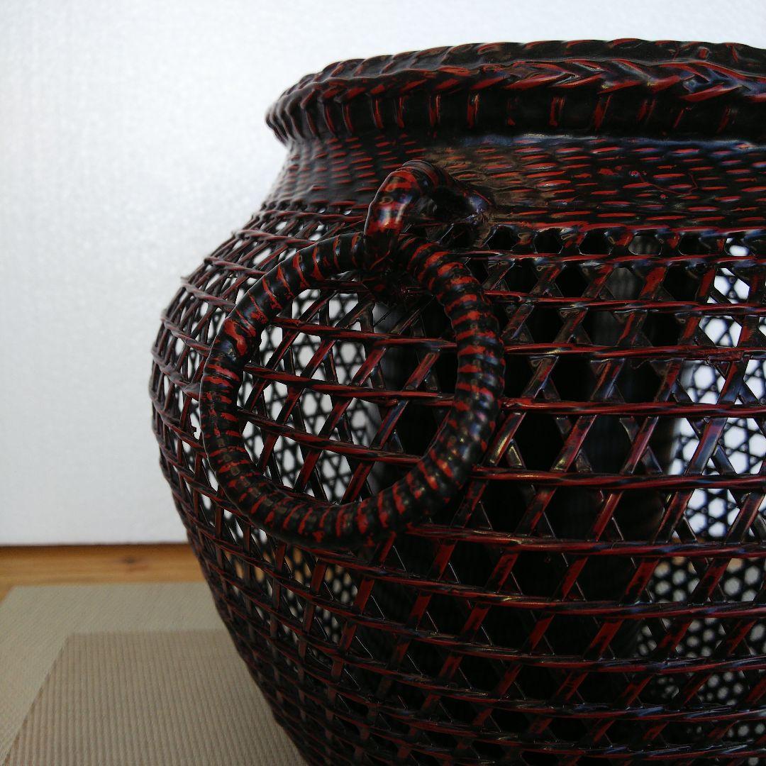 ★ 未使用品 花器耳付スカシ大 ② / 九籃の籃胎漆器 久留米  高さ約23㎝