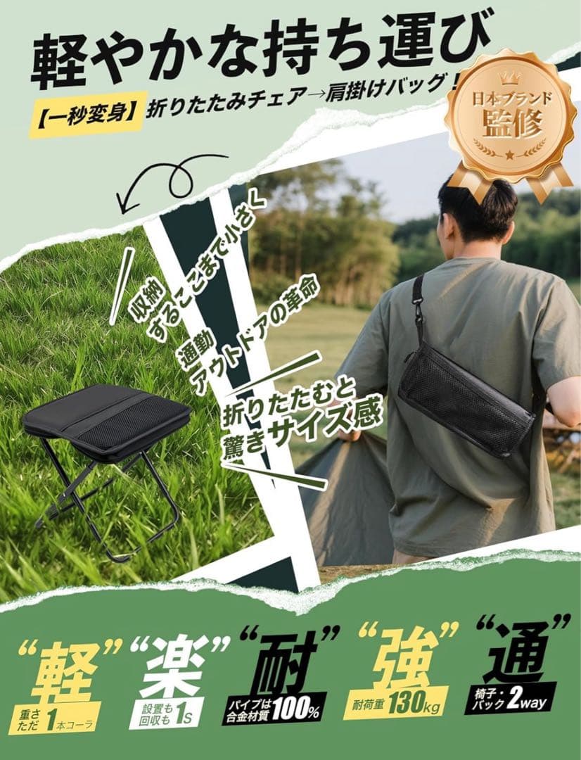 【新品】折りたたみ椅子　アウトドア チェア　コンパクト ショルダー付き　2点