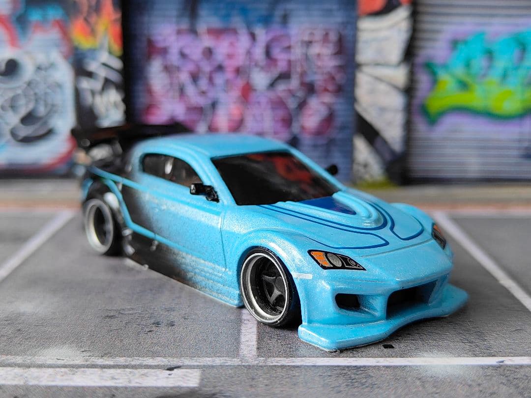 ホットウィールカスタム RX8 ワイスピ☆自作アルミリム☆深リム☆トミカ改造
