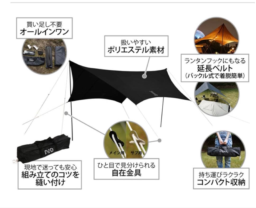 【新品・未開封】DOD いつかのタープ 黒