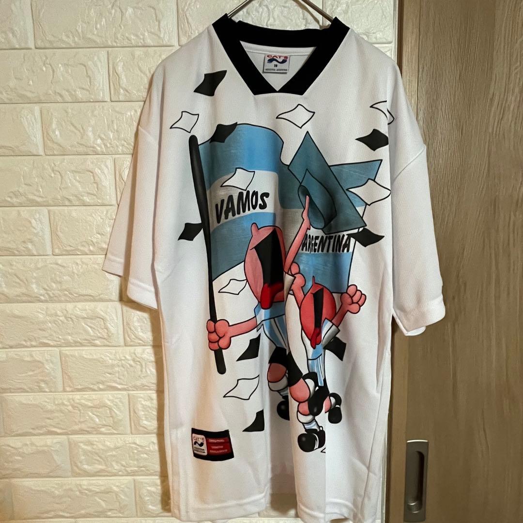 希少 2002年 日韓W杯 アルゼンチン代表 応援Tシャツ Vネック ゆるだぼ