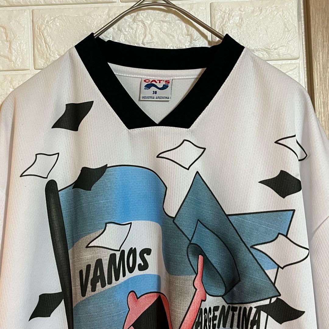 希少 2002年 日韓W杯 アルゼンチン代表 応援Tシャツ Vネック ゆるだぼ