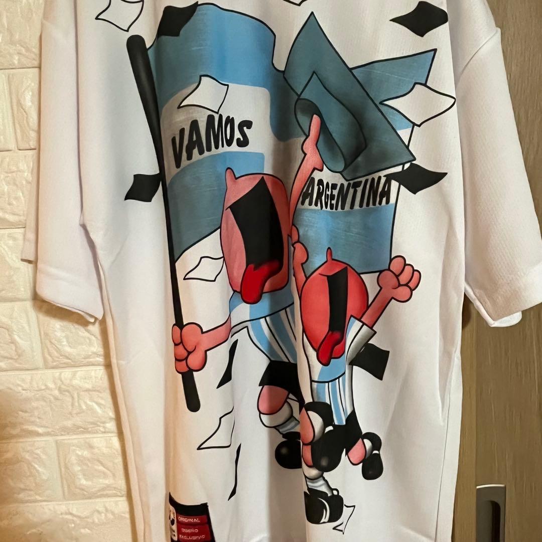 希少 2002年 日韓W杯 アルゼンチン代表 応援Tシャツ Vネック ゆるだぼ