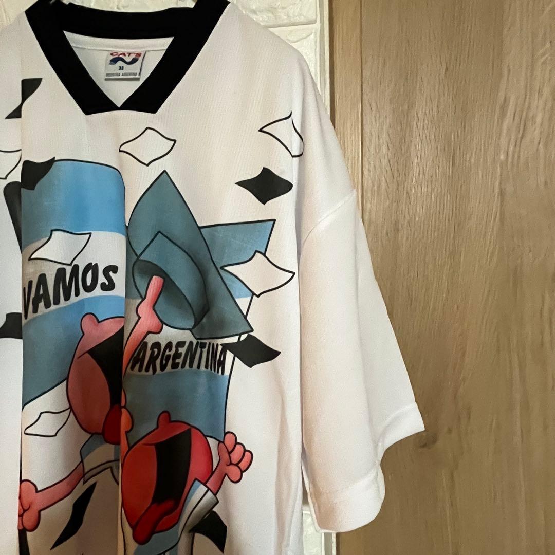 希少 2002年 日韓W杯 アルゼンチン代表 応援Tシャツ Vネック ゆるだぼ