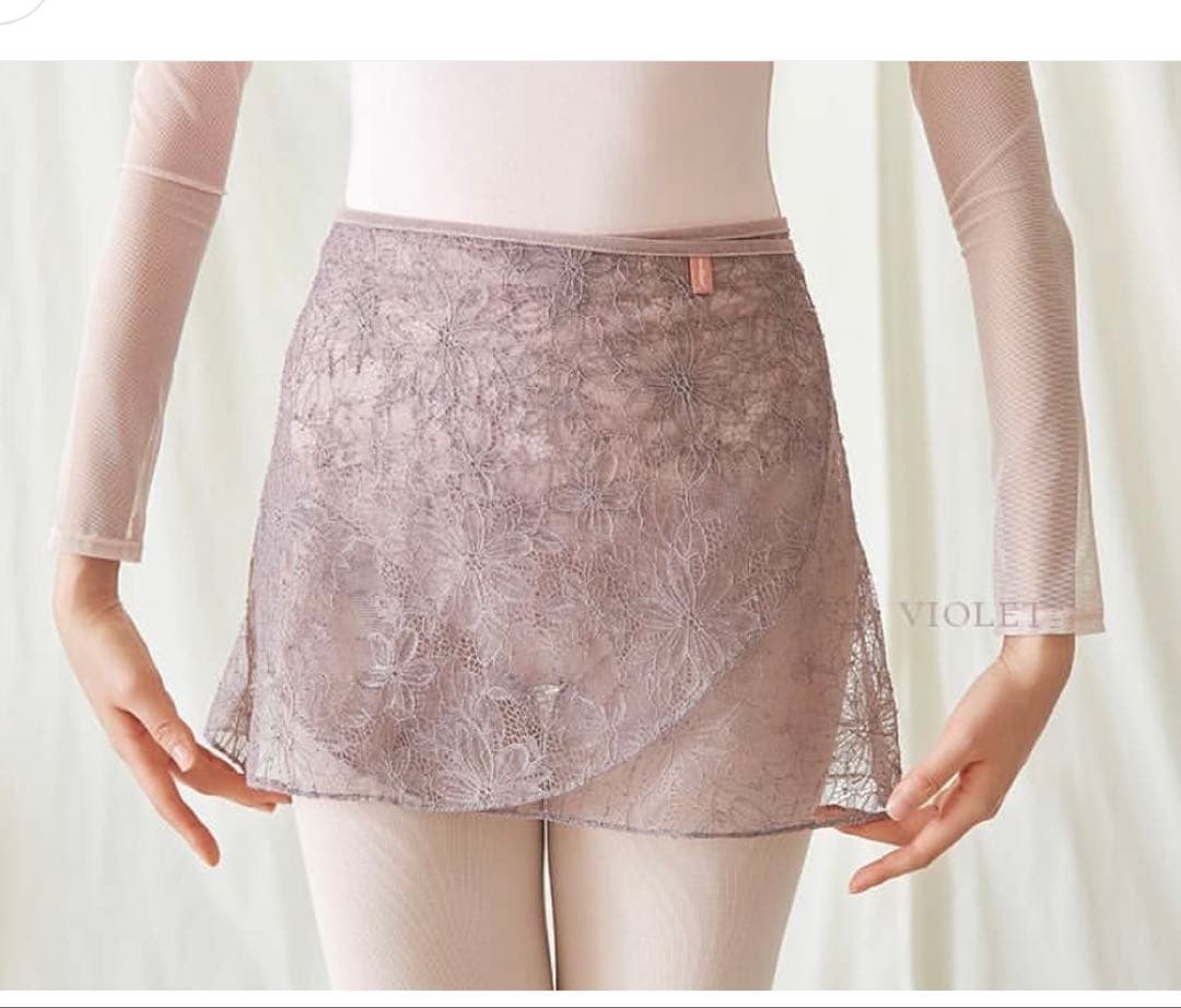 新品　majouet バレエスカート　巻きスカート　レース　花柄　パープル