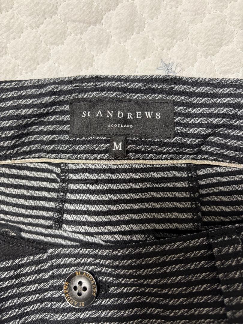 美品　St ANDREWS ストライプウェーブストレッチパンツ　M