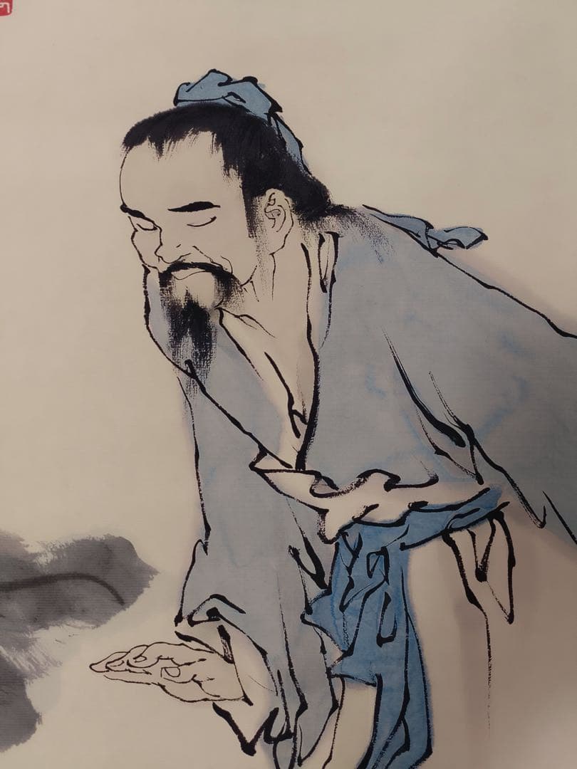 【范曾】敦颐说莲 中国画 掛け軸 水墨画 和室 玄関 茶室 壁掛け 美術品