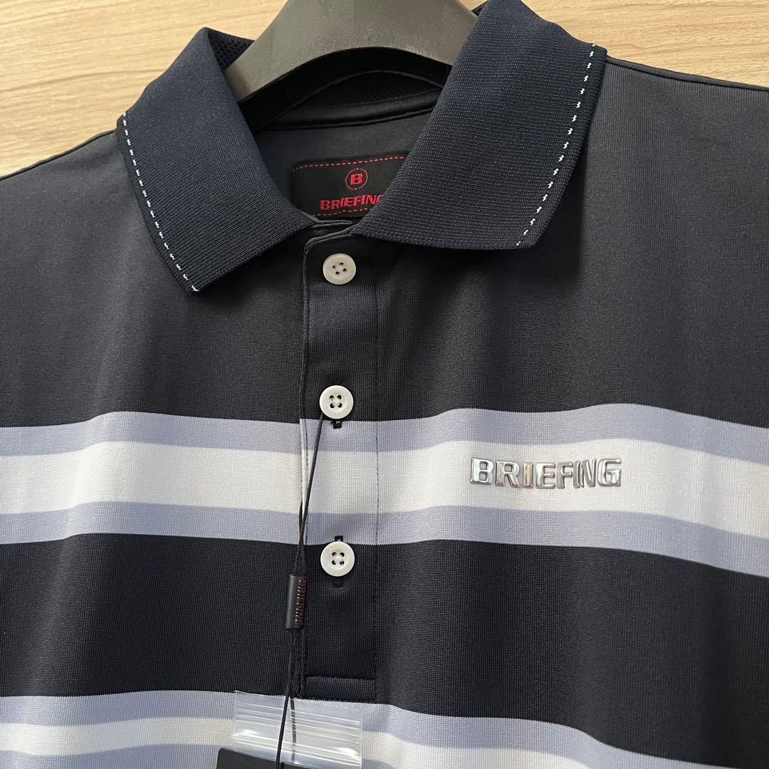 新品★24,200円 BRIEFING マリンストライプポロシャツ 紺灰メンズS