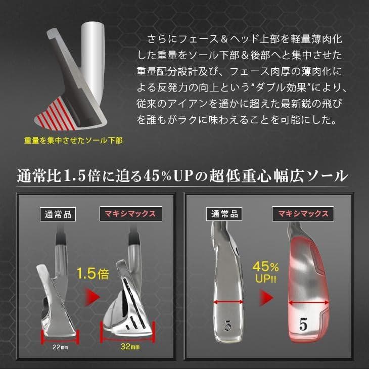 【強反発アイアン】マキシマックス アイアン 5～PW 標準カーボンシャフト 仕様
