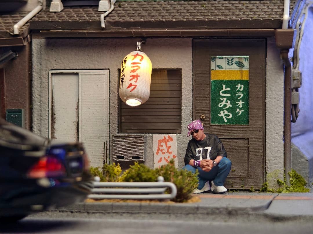 1/64 ジオラマ 日本街並みシーンLED照明付き ディスプレイベース