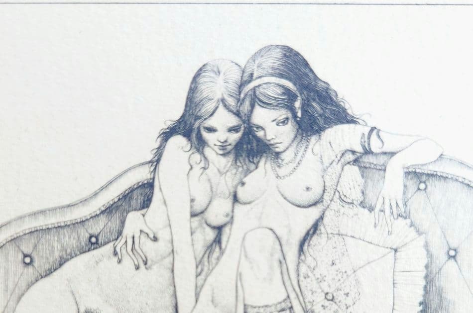 版画/山本六三『Les Amies 女友達』W380㍉ H283㍉　43/50