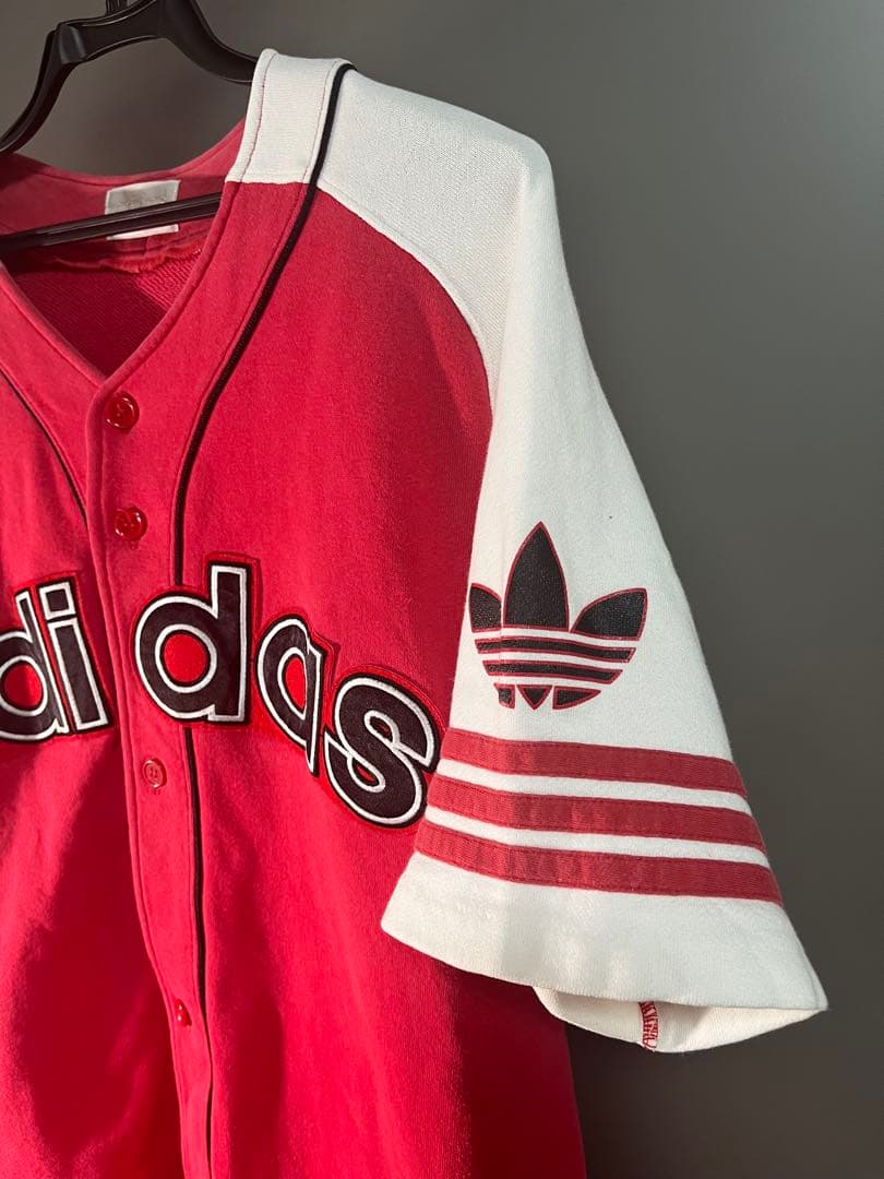 【希少】Lサイズ80s-90s デサント製 adidasベースボールシャツ風