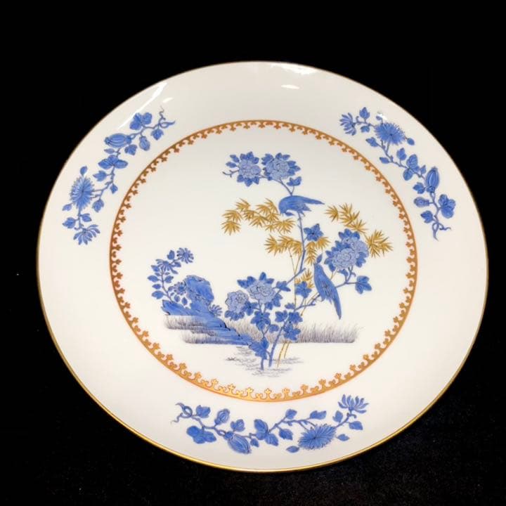 Meisseマイセン/極稀少1級品 化粧箱付「青い鳥と金の竹」28cm飾り皿