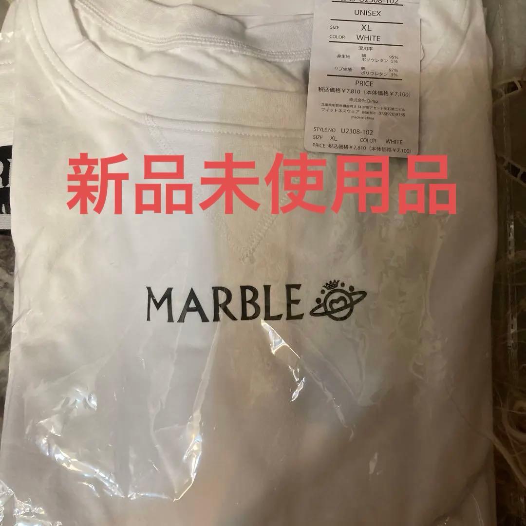 マーブル　フィットネス　Tシャツ　しろ