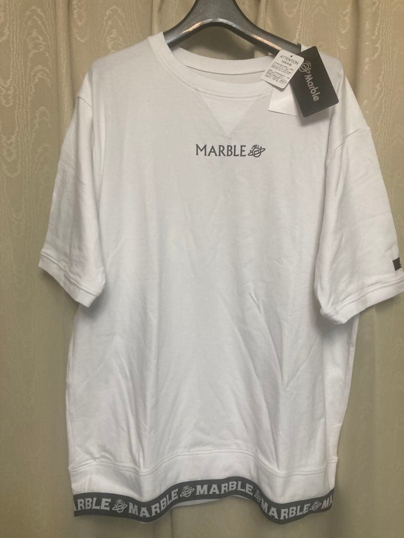 マーブル　フィットネス　Tシャツ　しろ
