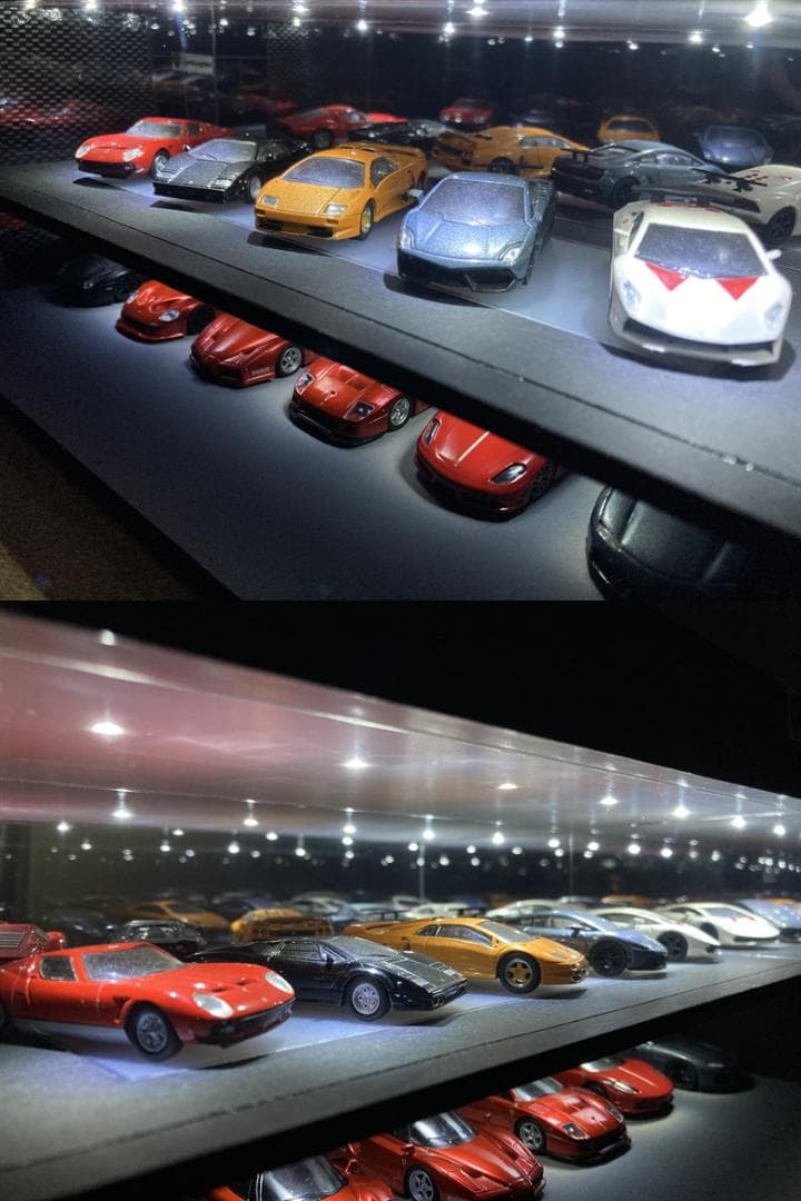 ミニカー専用ジオラマ：1/64 カーディーラーⅢ（光沢カーボン）全面ミラー貼り！