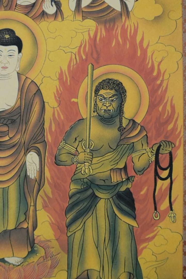 【複製】青波/十三佛図/十三仏図/仏事掛/工芸品/掛軸/名家伝来/AA-334