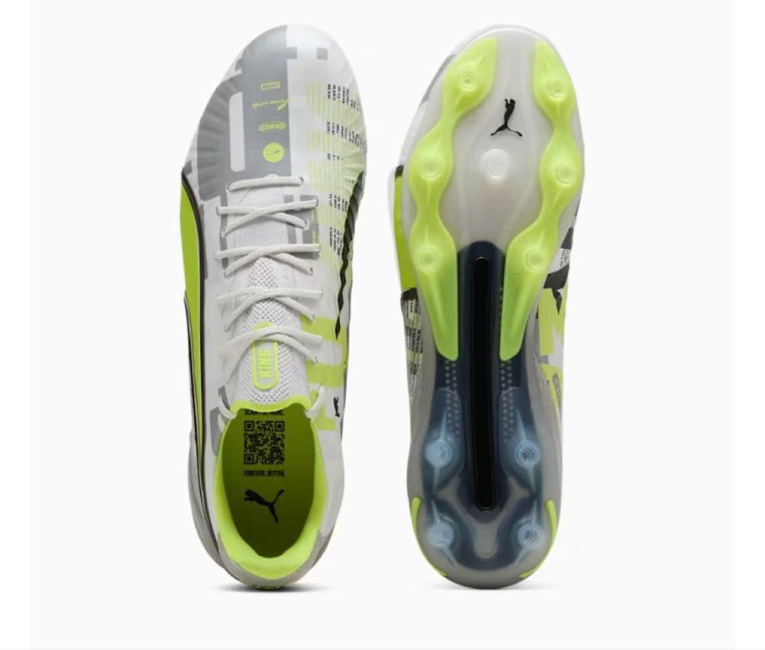 Puma サッカーシューズ FG ホワイト/グレー/ライム
