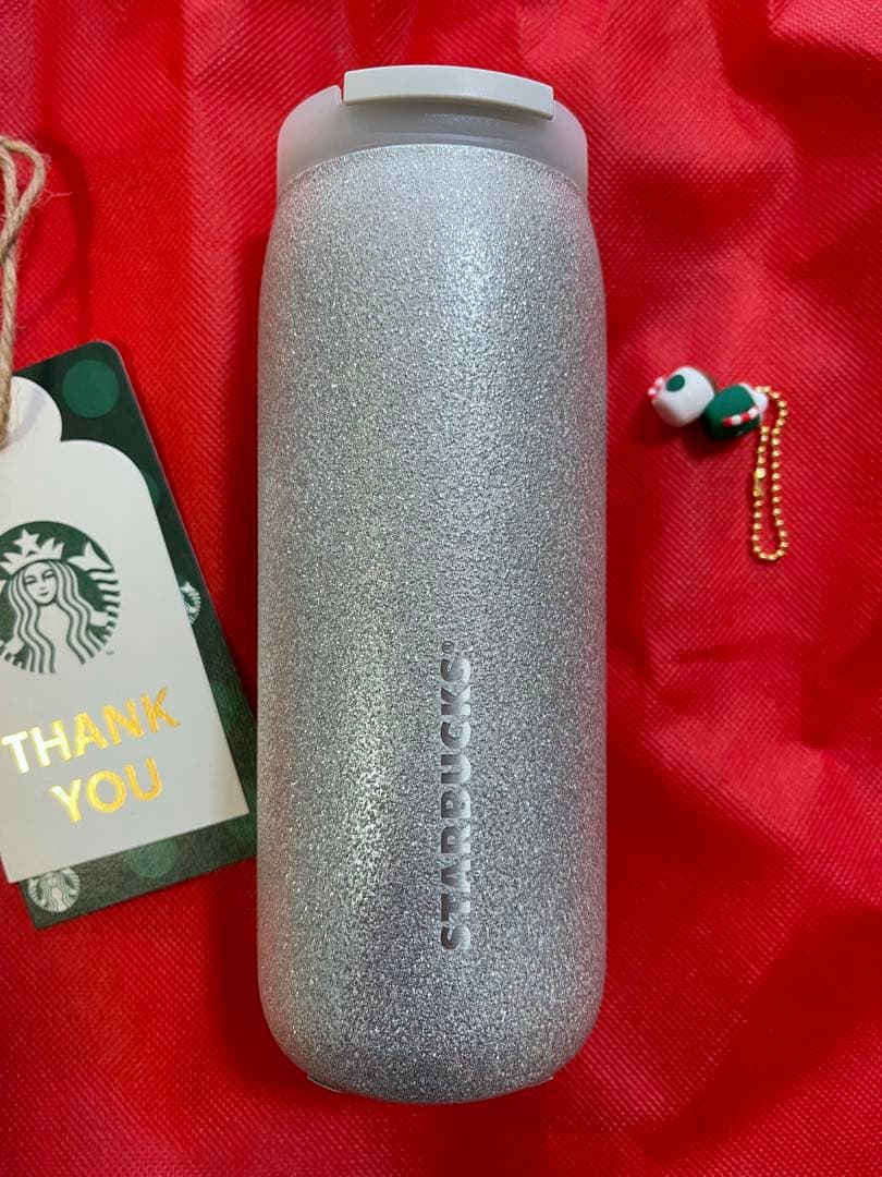 A*す様 STARBUCKSカンシェイプステンレスボトルシルバーグリッター355
