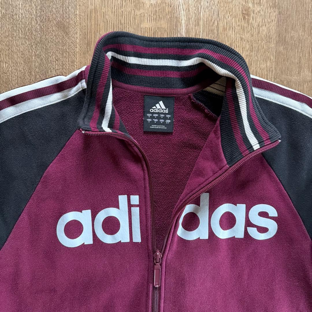 00s adidas トラックジャケット ジャージ ワインレッド×グリーン