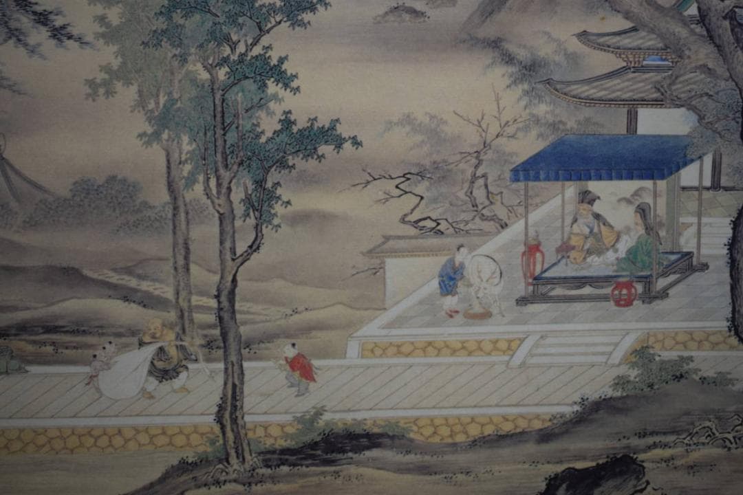 複製/橋本雅邦/七福神図/工芸/布袋屋掛軸HE-473