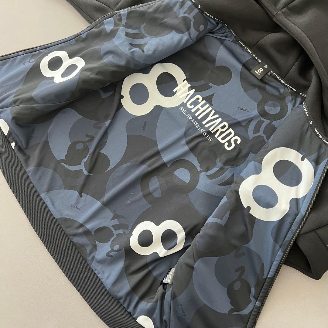8YARDS ハチヤーズ　パーカー　メンズ　ジップ　ゴルフ　ブラック　黒　XL