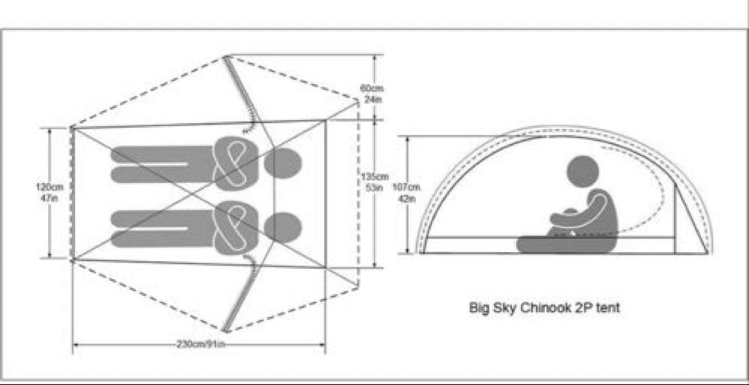 グレー ドーム型　吊り下げ式　テント　Big Sky Chinook 2P