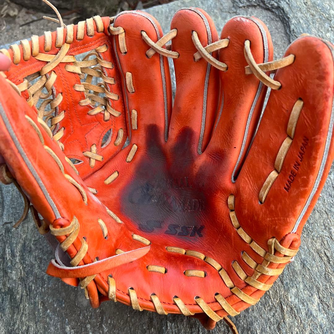 S オレンジ レザー 硬式グローブ